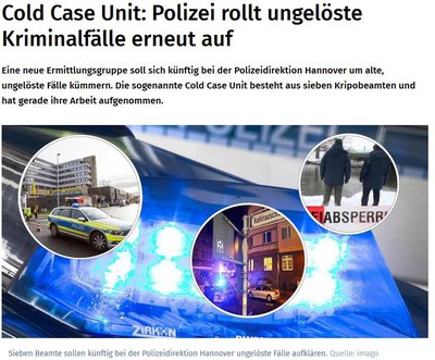 BDK in den Medien: Cold Case Unit in Hannover BDK in den Medien: Cold Case Unit in Hannover