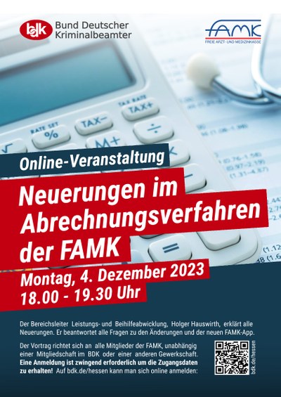 ONLINE-VERANSTALTUNG AM 04.12.2023: Neuerungen im Abrechnungsverfahren der Freien Arzt- und Medizinkasse ONLINE-VERANSTALTUNG AM 04.12.2023: Neuerungen im Abrechnungsverfahren der Freien Arzt- und Medizinkasse