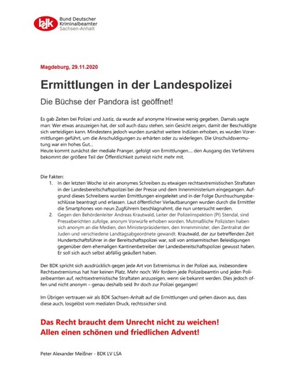 Ermittlungen in der Landespolizei Sachsen-Anhalt Ermittlungen in der Landespolizei Sachsen-Anhalt