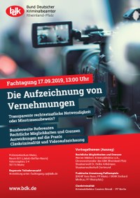 Fachtagung "Aufzeichnung von Vernehmungen" - "Videovernehmung auch im Rahmen von Clankriminalität"