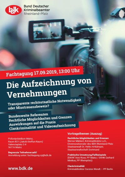 Fachtagung "Aufzeichnung von Vernehmungen" - "Videovernehmung auch im Rahmen von Clankriminalität" Fachtagung "Aufzeichnung von Vernehmungen" - "Videovernehmung auch im Rahmen von Clankriminalität"