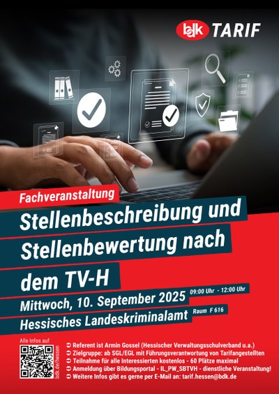 FACHVERANSTALTUNG „Stellenbeschreibung und Stellenbewertung nach dem TV-H“ FACHVERANSTALTUNG „Stellenbeschreibung und Stellenbewertung nach dem TV-H“
