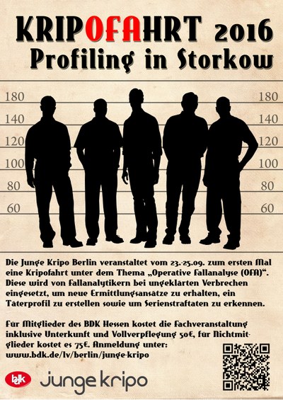 Junge Kripo: Kripofahrt 2016 - Fachveranstaltung „Operative Fallanalyse“ Junge Kripo: Kripofahrt 2016 - Fachveranstaltung „Operative Fallanalyse“