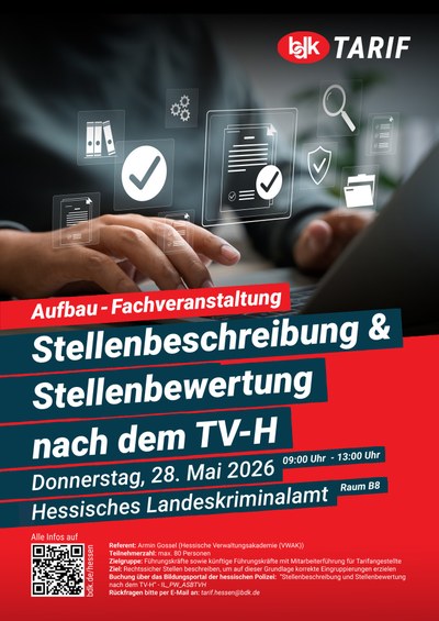 Save-the-Date: Aufbau-Fachveranstaltung Stellenbeschreibung & Stellenbewertung nach dem TV-H