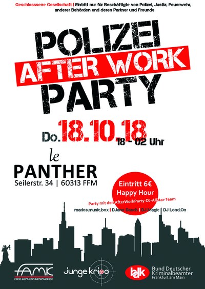 POLIZEI-AFTER-WORK-PARTY am 18.10.18 in FRANKFURT AM MAIN POLIZEI-AFTER-WORK-PARTY am 18.10.18 in FRANKFURT AM MAIN