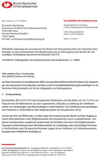 Schriftliche Stellungnahme des Bund Deutscher Kriminalbeamter e.V.