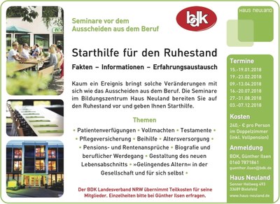 Seminare: Starthilfe für den Ruhestand Seminare: Starthilfe für den Ruhestand