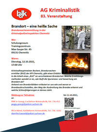 83. Veranstaltung der AG Kriminalistik: Brandort – eine heiße Sache