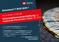 Einladung zur Informationsveranstaltung des BDK LV Sachsen für angehende Pensionärinnen und Pensionäre